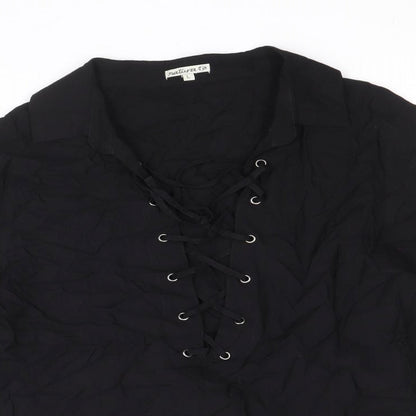 Womens UK Size L Natura Black Basic Blouse