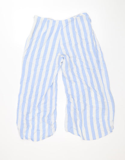 Eight Paris Womens Blue Striped Polyester Cropped Trousers Size S Regular Zip - Culottes