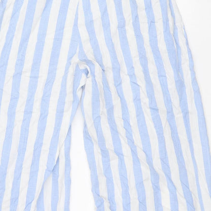 Eight Paris Womens Blue Striped Polyester Cropped Trousers Size S Regular Zip - Culottes