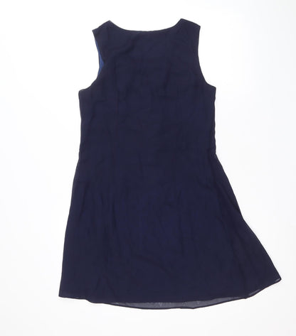 Angel Eye Womens Blue Polyester A-Line Size M Scoop Neck Zip - Size M-L