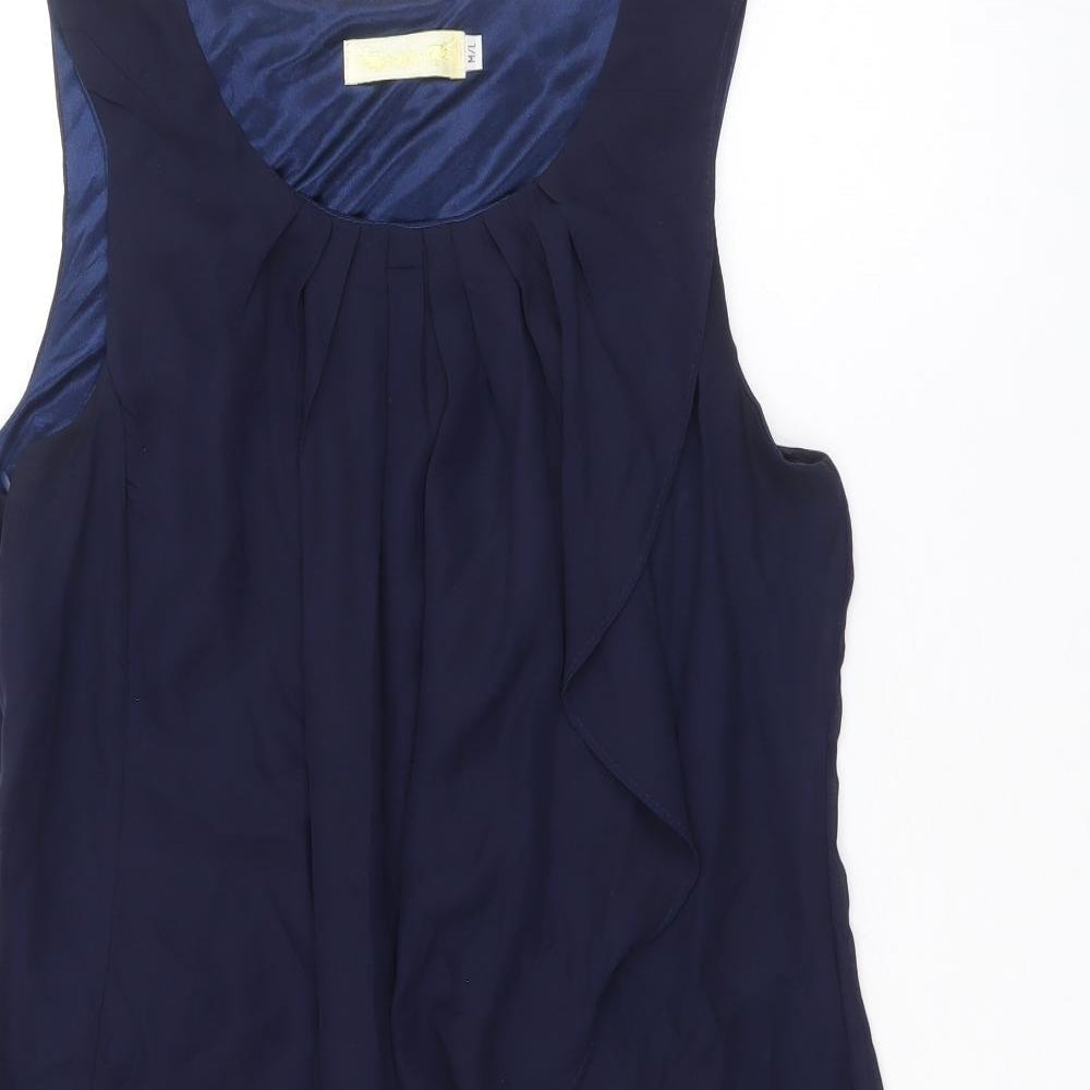 Angel Eye Womens Blue Polyester A-Line Size M Scoop Neck Zip - Size M-L