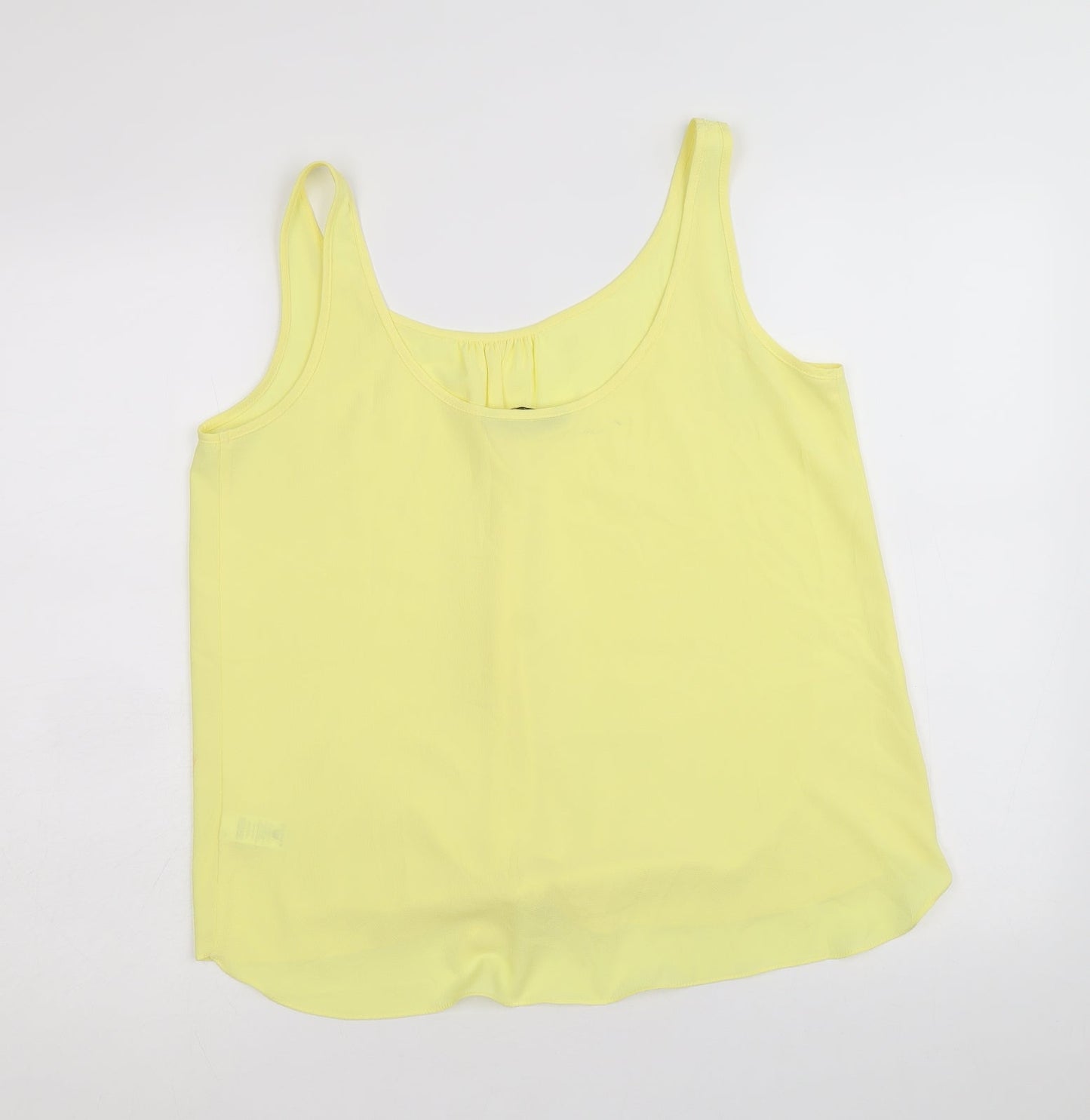TU Womens Yellow Polyester Basic Tank Size 14 Scoop Neck - Twist Detail