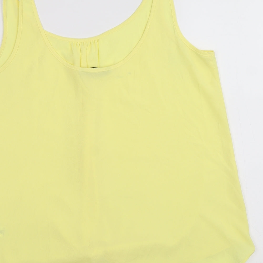 TU Womens Yellow Polyester Basic Tank Size 14 Scoop Neck - Twist Detail