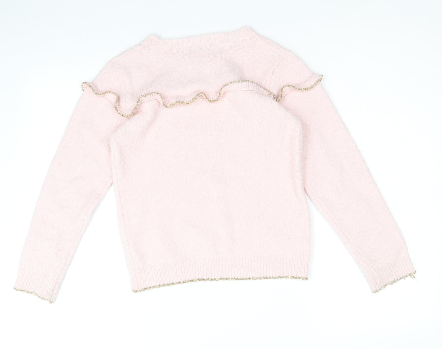Crafted Girls Pink Round Neck Acrylic Pullover Jumper Size 9-10 Years Pullover