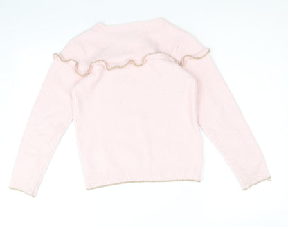 Crafted Girls Pink Round Neck Acrylic Pullover Jumper Size 9-10 Years Pullover