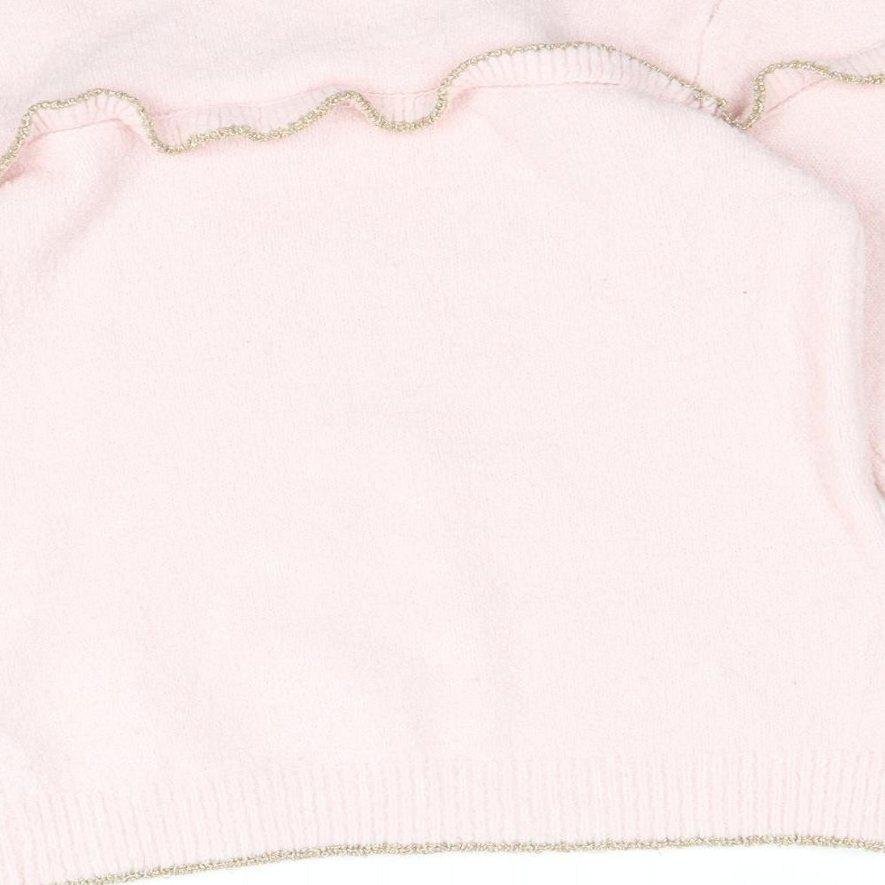 Crafted Girls Pink Round Neck Acrylic Pullover Jumper Size 9-10 Years Pullover