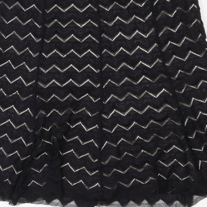 Marks and Spencer Womens Black Geometric Polyamide Swing Skirt Size 12 Zip