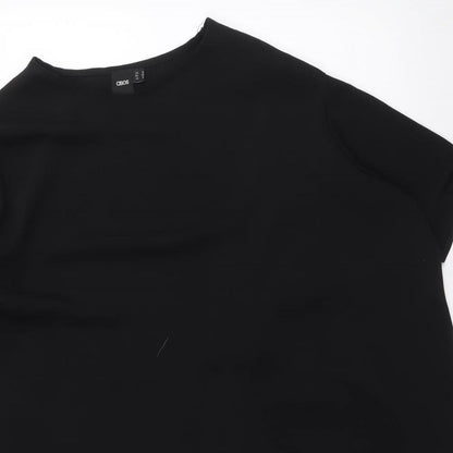 ASOS Womens Black Polyester T-Shirt Dress Size 10 Round Neck Pullover
