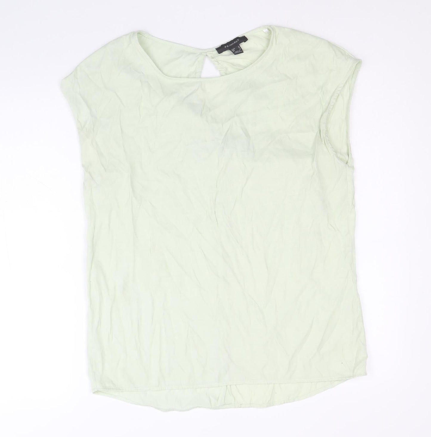 Primark Womens Green Polyester Basic Blouse Size 10 Boat Neck - Tie Back Detail