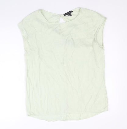 Primark Womens Green Polyester Basic Blouse Size 10 Boat Neck - Tie Back Detail