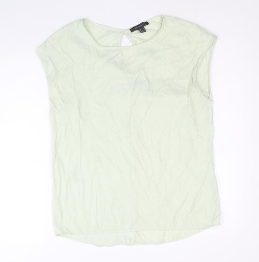 Primark Womens Green Polyester Basic Blouse Size 10 Boat Neck - Tie Back Detail