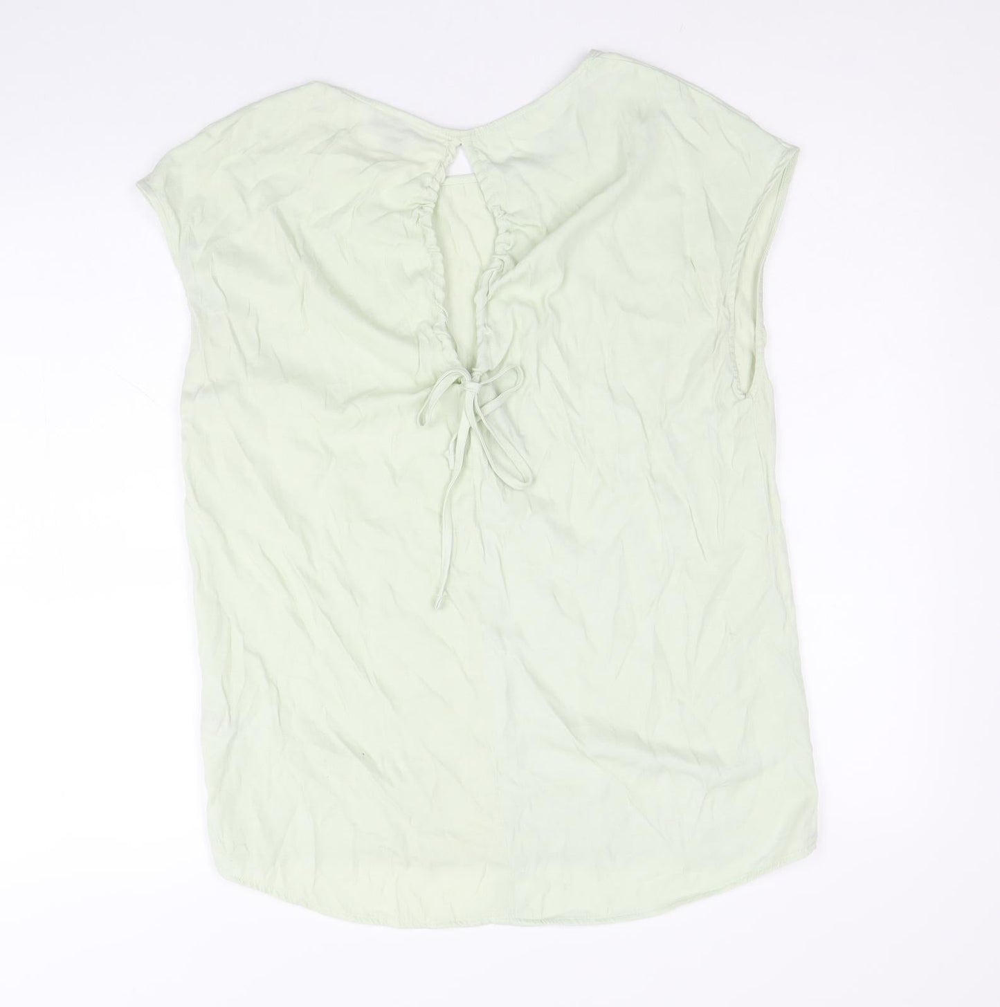 Primark Womens Green Polyester Basic Blouse Size 10 Boat Neck - Tie Back Detail