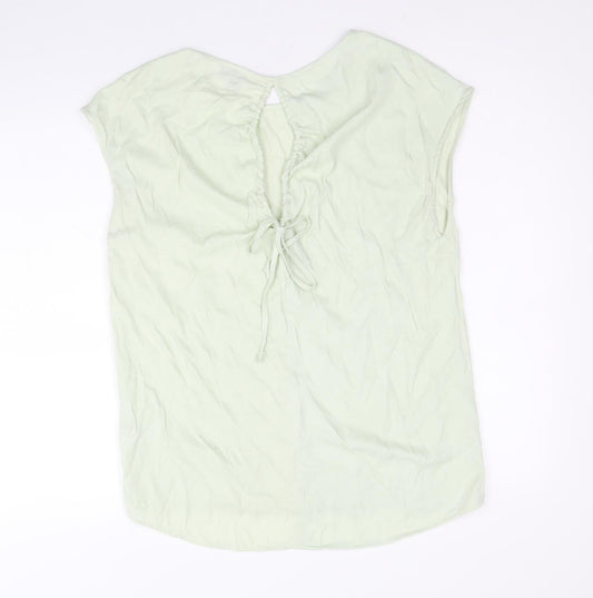 Primark Womens Green Polyester Basic Blouse Size 10 Boat Neck - Tie Back Detail
