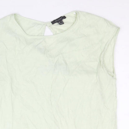 Primark Womens Green Polyester Basic Blouse Size 10 Boat Neck - Tie Back Detail