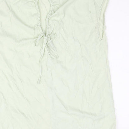 Primark Womens Green Polyester Basic Blouse Size 10 Boat Neck - Tie Back Detail