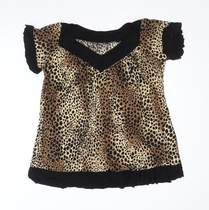 Womens UK Size XL Preworn Brown Tunic Blouse