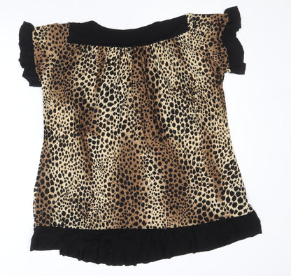 Womens UK Size XL Preworn Brown Tunic Blouse