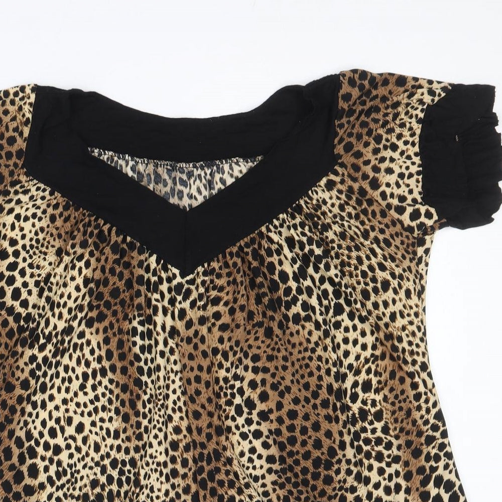Womens UK Size XL Preworn Brown Tunic Blouse