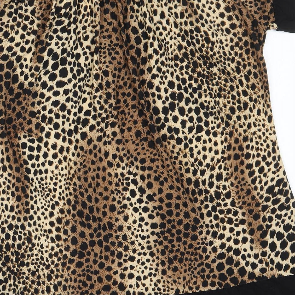 Womens UK Size XL Preworn Brown Tunic Blouse