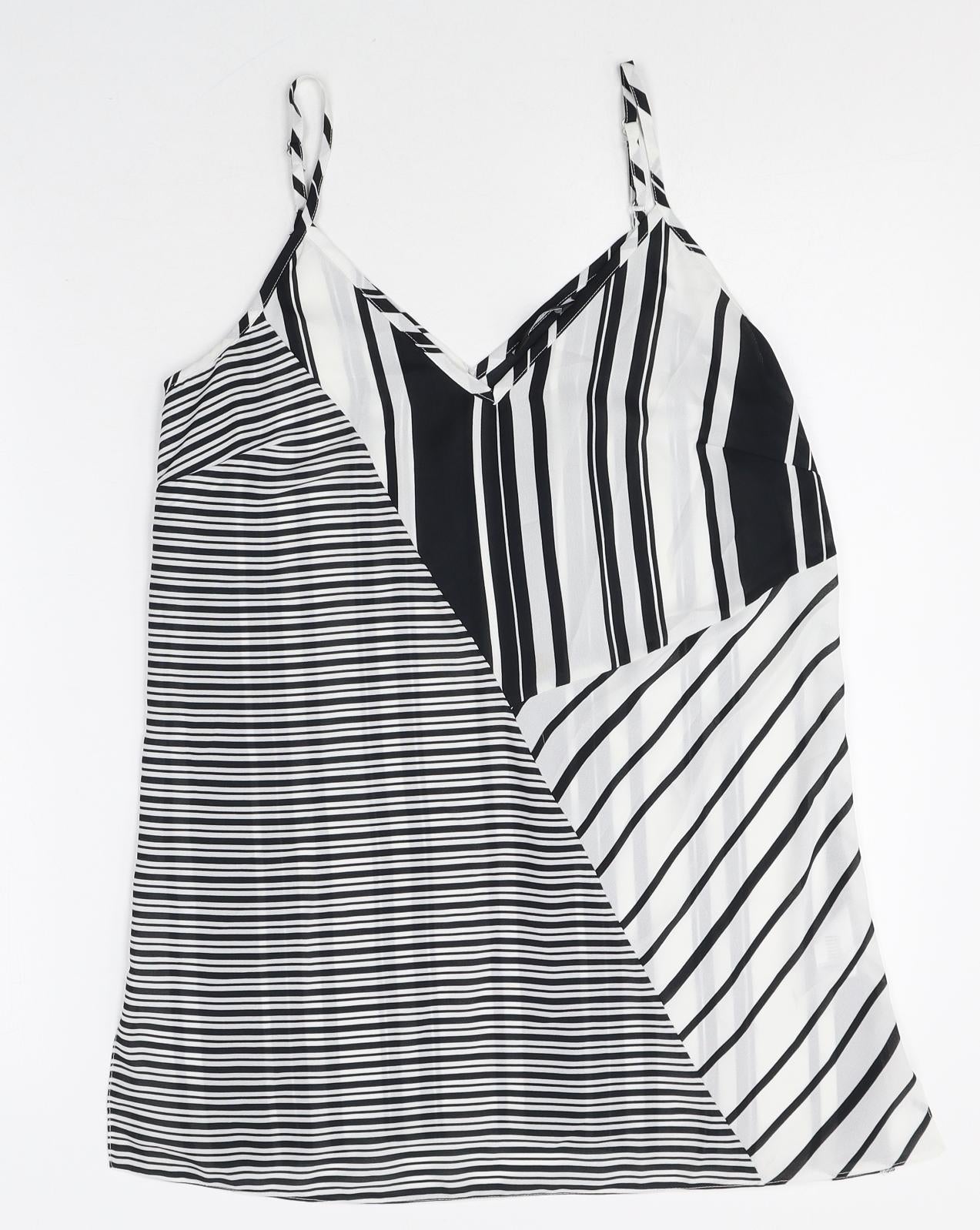 F&F Womens Multicoloured Striped Polyester Camisole Tank Size 8 V-Neck