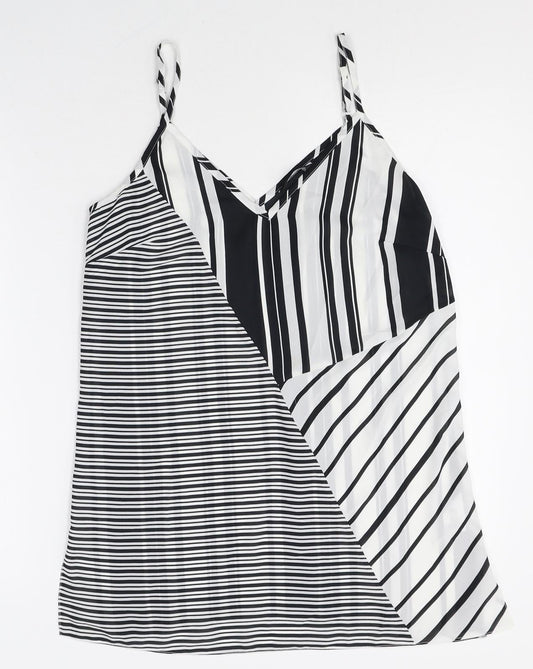 F&F Womens Multicoloured Striped Polyester Camisole Tank Size 8 V-Neck