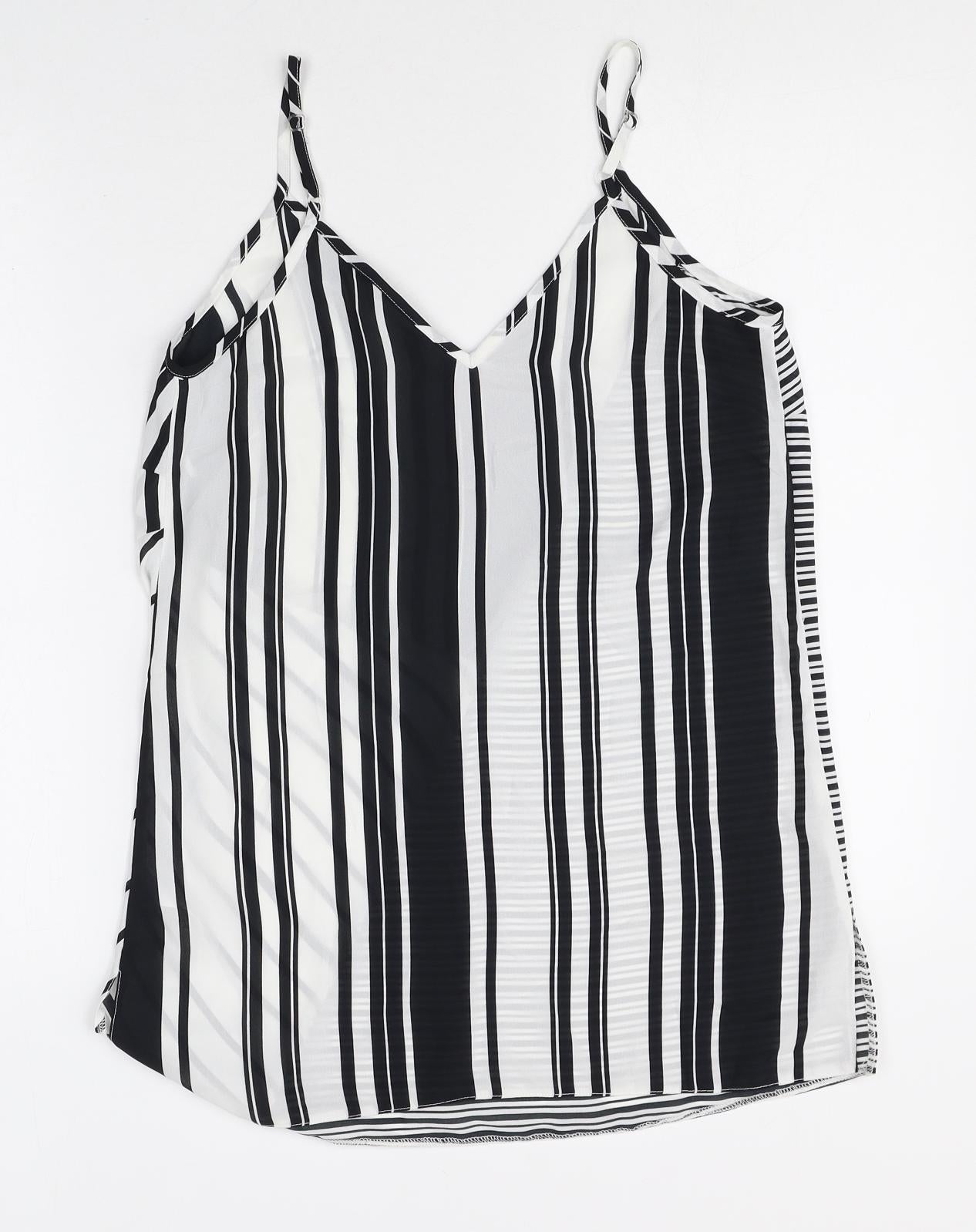 F&F Womens Multicoloured Striped Polyester Camisole Tank Size 8 V-Neck