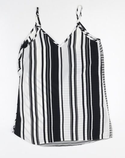 F&F Womens Multicoloured Striped Polyester Camisole Tank Size 8 V-Neck