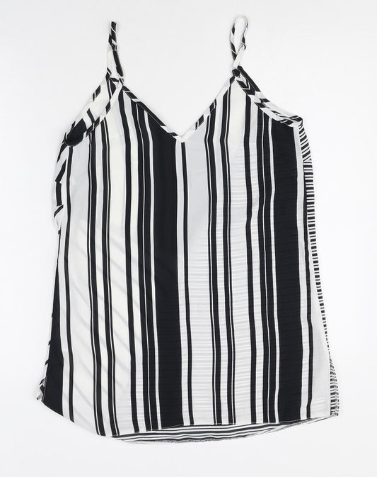 F&F Womens Multicoloured Striped Polyester Camisole Tank Size 8 V-Neck