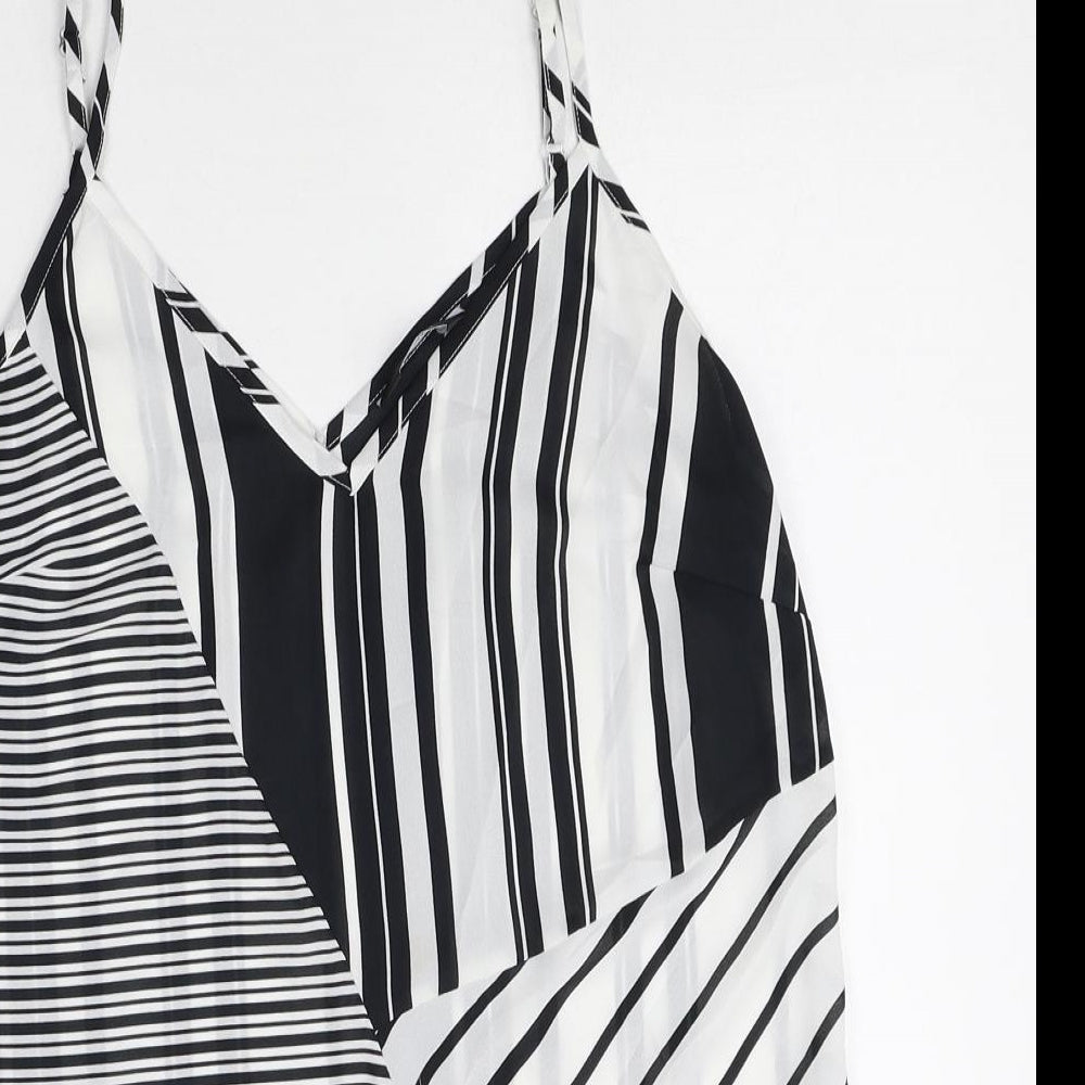 F&F Womens Multicoloured Striped Polyester Camisole Tank Size 8 V-Neck