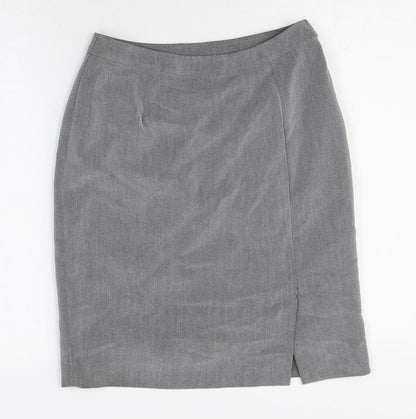 Linea Womens Grey Polyester Straight & Pencil Skirt Size 14 Zip