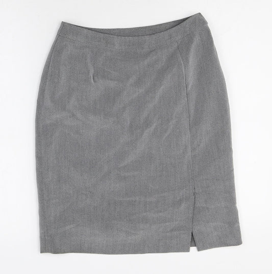 Linea Womens Grey Polyester Straight & Pencil Skirt Size 14 Zip