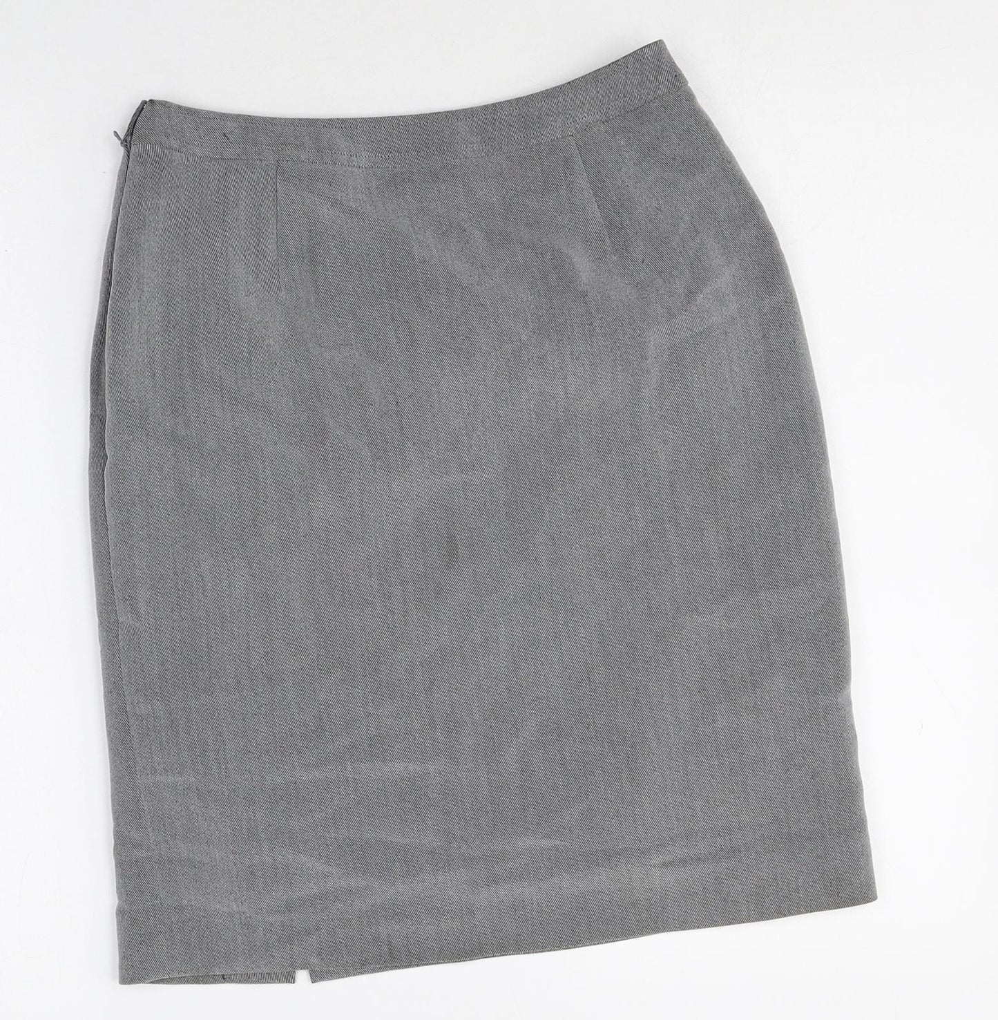 Linea Womens Grey Polyester Straight & Pencil Skirt Size 14 Zip