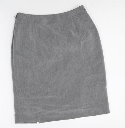 Linea Womens Grey Polyester Straight & Pencil Skirt Size 14 Zip