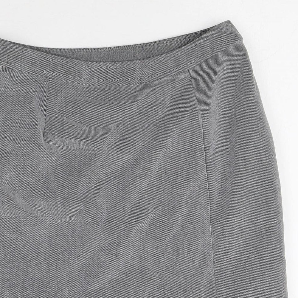 Linea Womens Grey Polyester Straight & Pencil Skirt Size 14 Zip