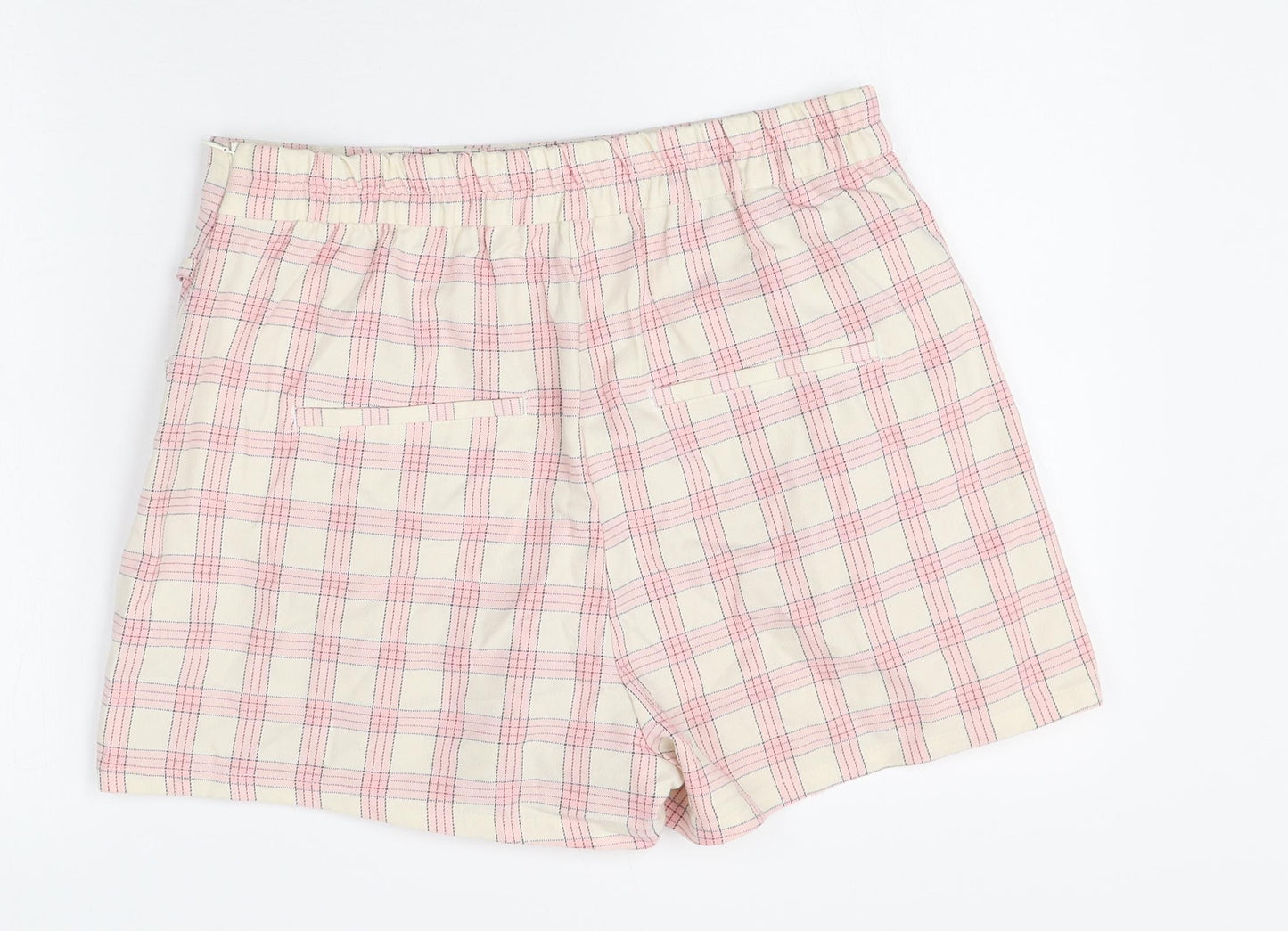 Bershka Womens Multicoloured Plaid Polyester Basic Shorts Size L Regular Zip