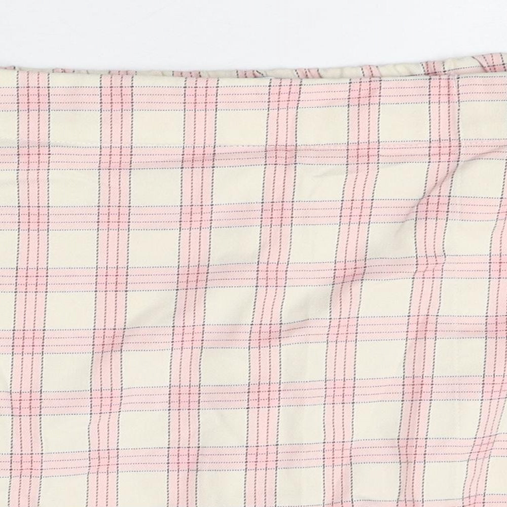 Bershka Womens Multicoloured Plaid Polyester Basic Shorts Size L Regular Zip