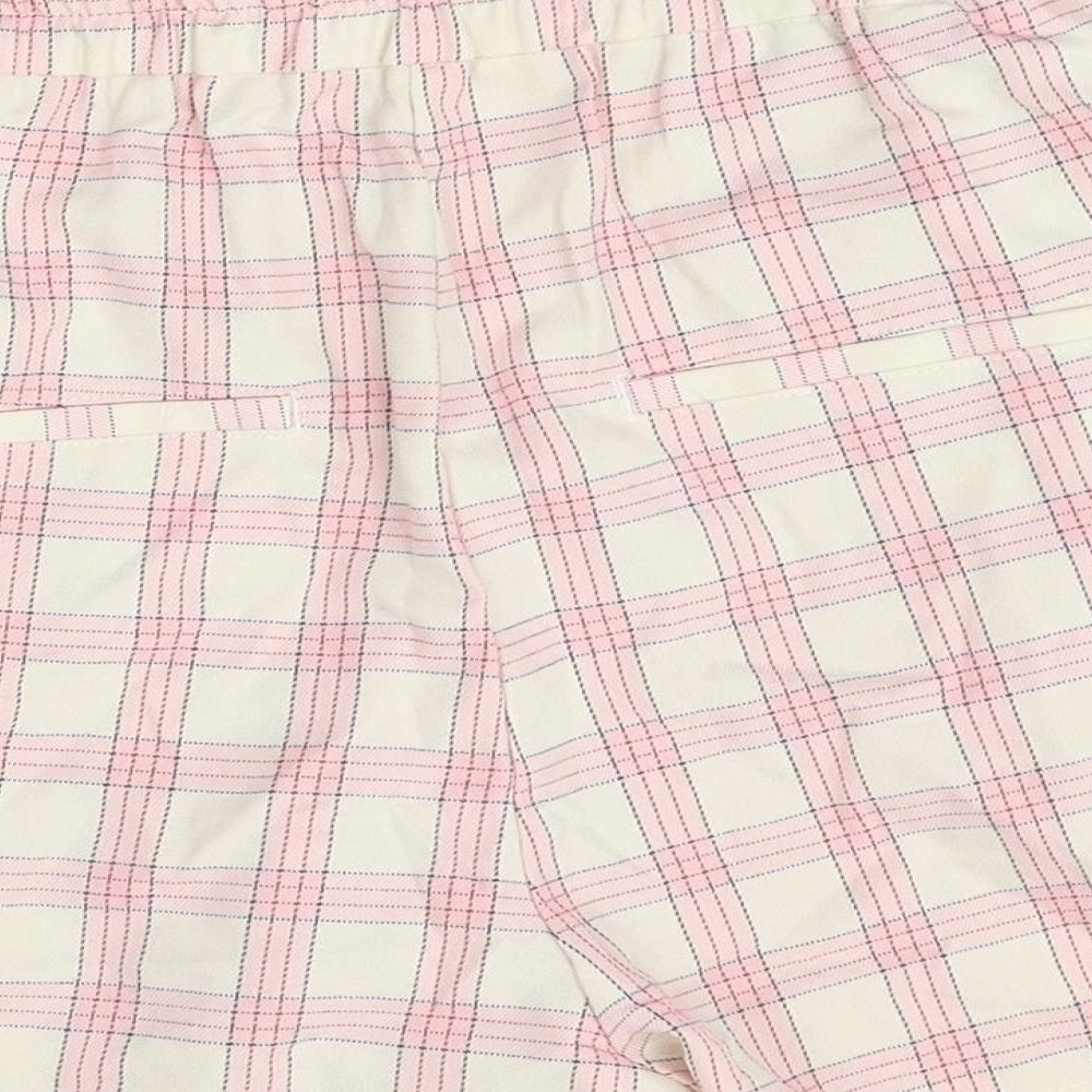 Bershka Womens Multicoloured Plaid Polyester Basic Shorts Size L Regular Zip