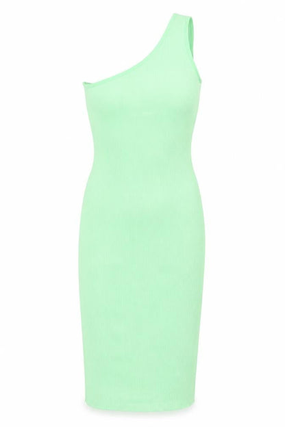 Bershka Womens Green Polyamide Bodycon Size S Off the Shoulder Pullover