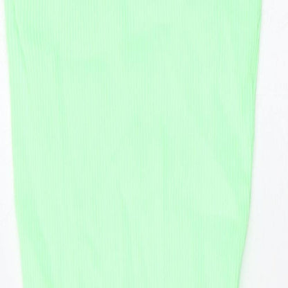 Bershka Womens Green Polyamide Bodycon Size S Off the Shoulder Pullover