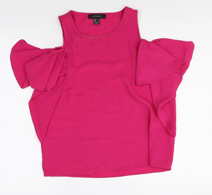 Atmosphere Womens Pink Polyester Basic Button-Up Size 8 Round Neck