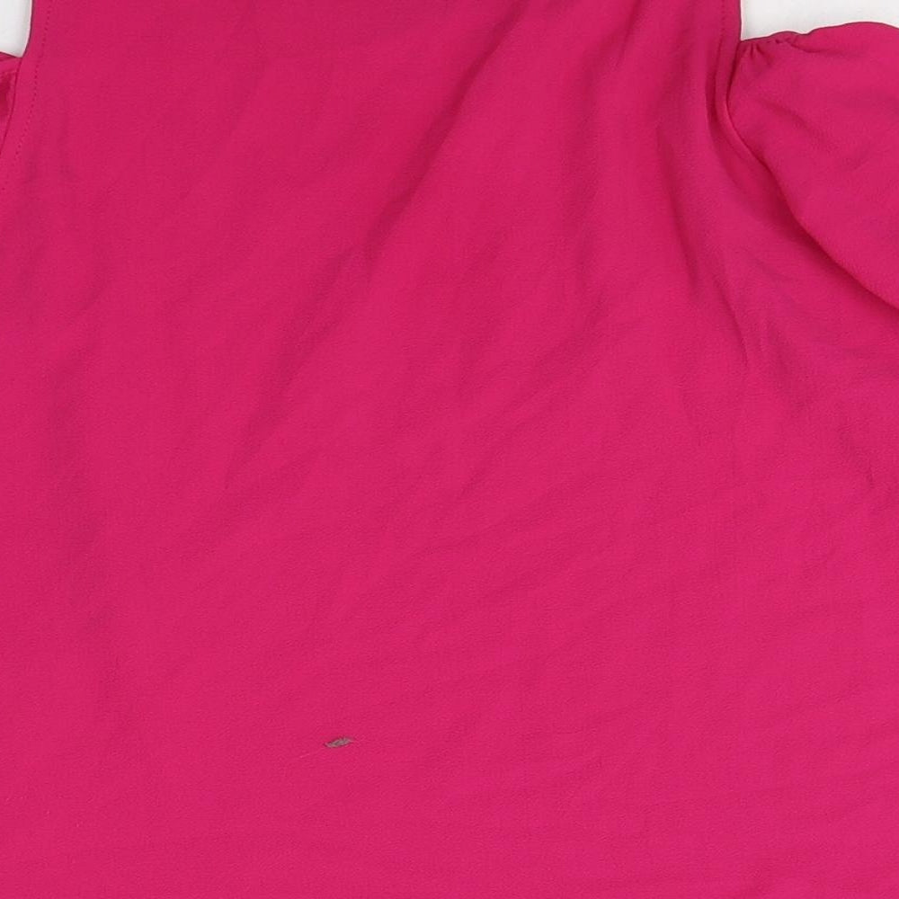 Atmosphere Womens Pink Polyester Basic Button-Up Size 8 Round Neck