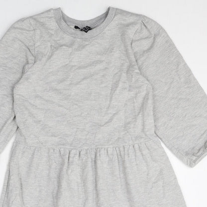 New Look Womens Grey Polyester A-Line Size 10 Round Neck Pullover