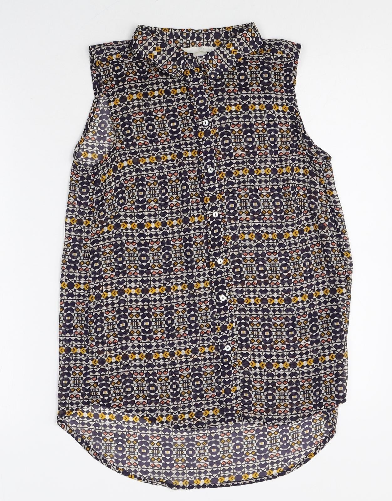 Womens UK Size 6 H&M Multicoloured Basic Button-Up