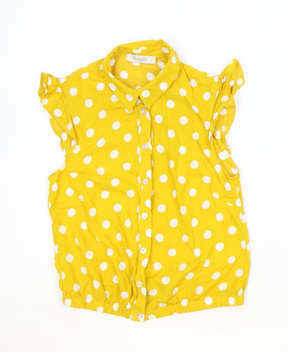 Womens UK Size 8 Oasis Yellow Basic Button-Up