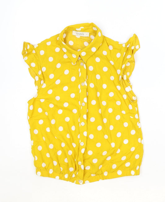 Womens UK Size 8 Oasis Yellow Basic Button-Up