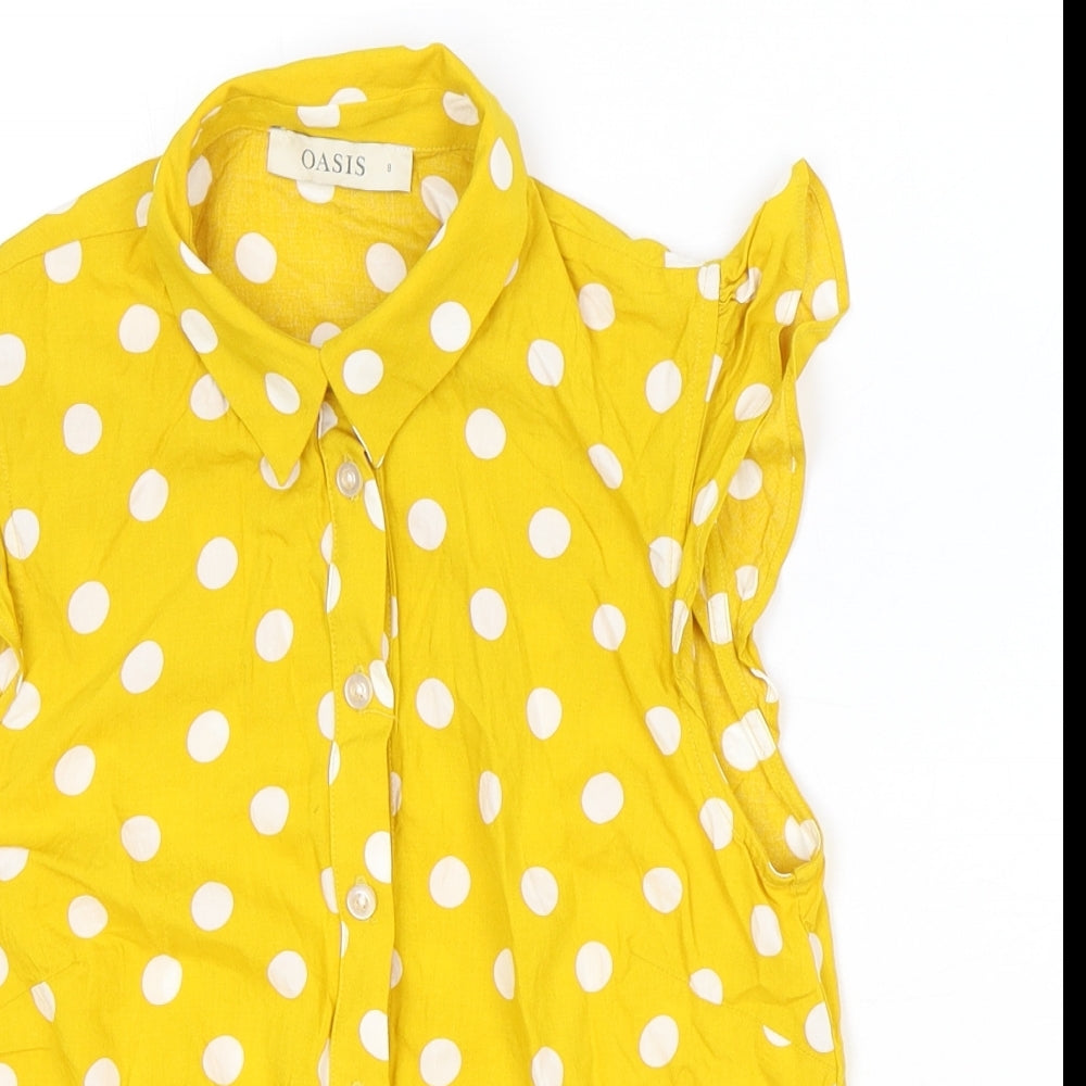 Womens UK Size 8 Oasis Yellow Basic Button-Up