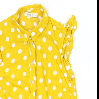 Womens UK Size 8 Oasis Yellow Basic Button-Up