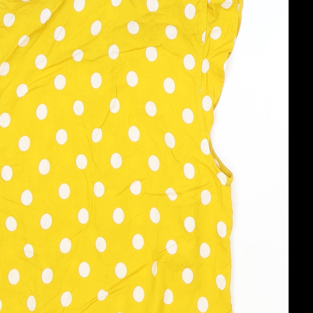Womens UK Size 8 Oasis Yellow Basic Button-Up