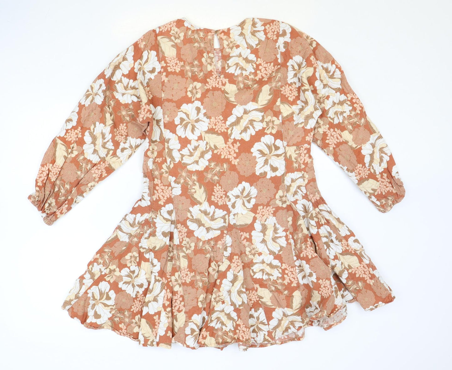 Seed Womens Pink Floral Lyocell Skater Dress Size 6 Round Neck Button