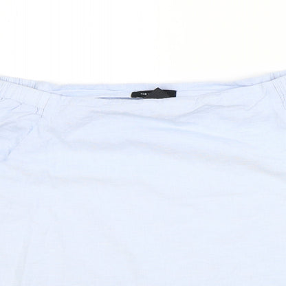 New Look Womens Blue Cotton Basic Blouse Size 8 Off the Shoulder - Bardot
